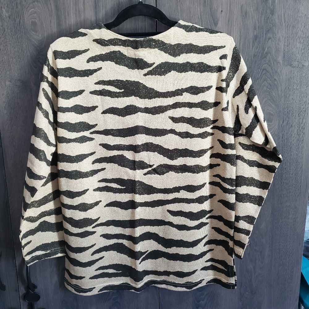 Bob Mackie Vintage tunic style top TIGER Gold Black Size P/M Designer - Picture 6 of 16